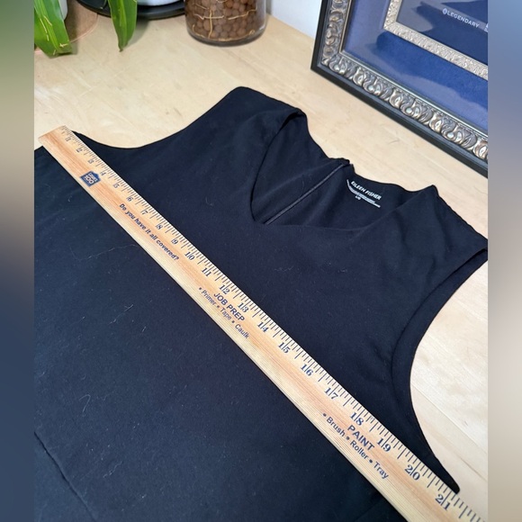 Eileen Fisher Black Sleeveless Cotton and Spandex Cropped V Neck Jumpsuit - Picture 7 of 13